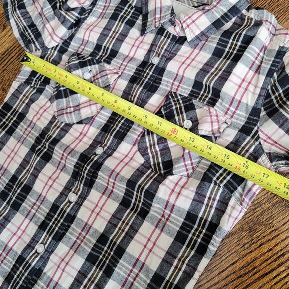 Roots Flannel Plaid Button Down Shirt Women's Size S - Picture 8 of 11
